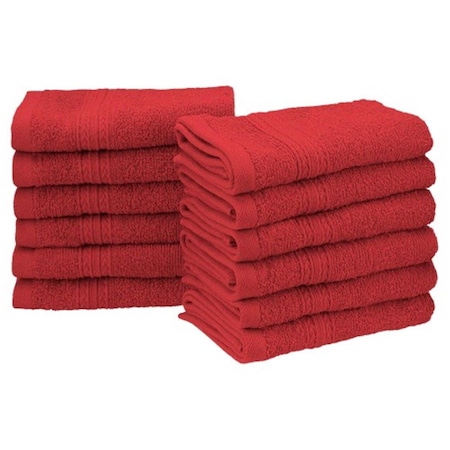 Superior Eco-Friendly 100 Percent Ringspun Cotton Face Towel Set - Cranberry, 12-Piece Set EF-FACE CB